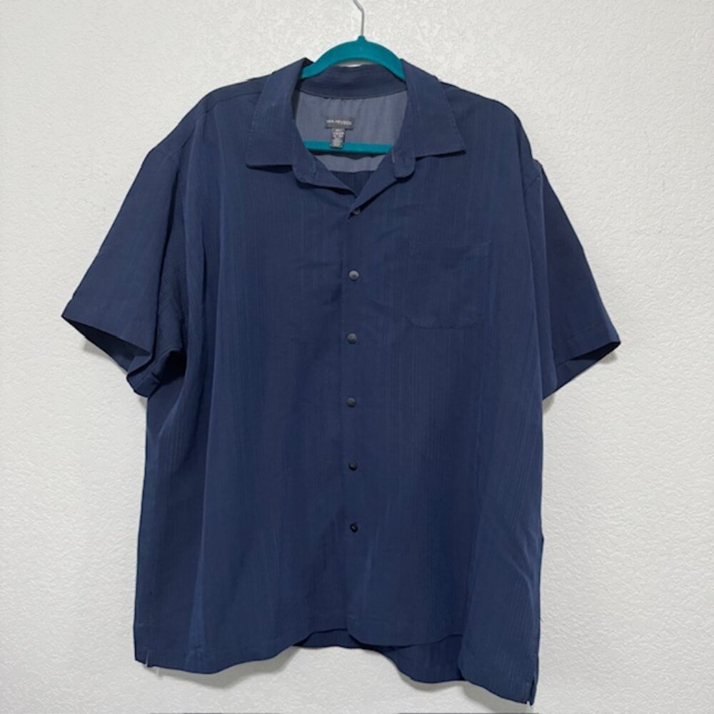 Van Heusen Mens‎ Navy Blue Striped Button Down Shirt XXL